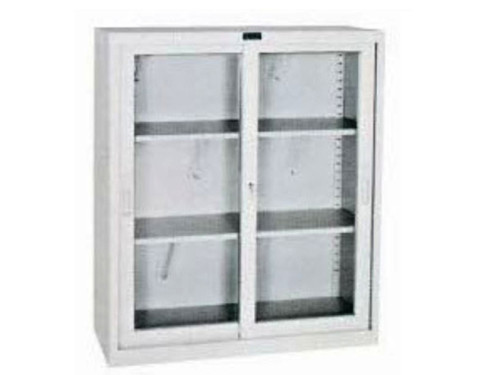 KL97-4噴塑亞光玻璃框移門柜、玻璃開門柜